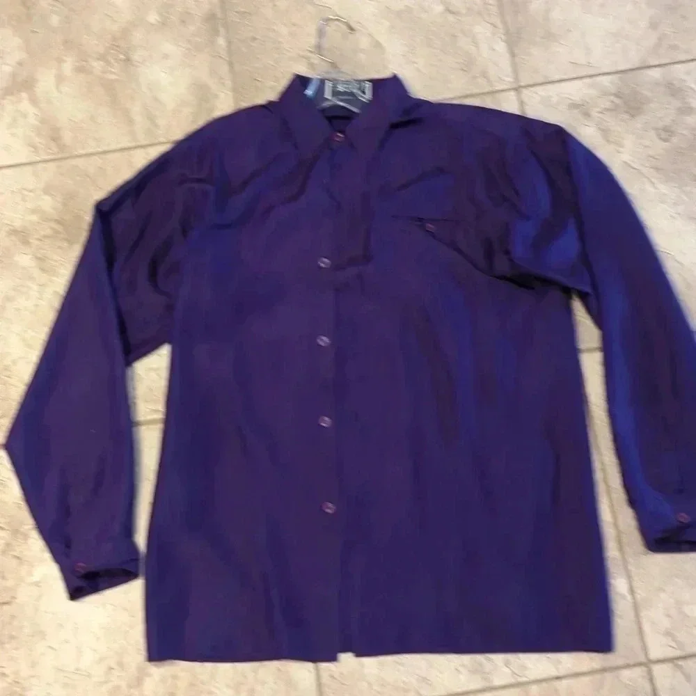 Royal Purple Silk  blouse - Picture 2 of 6
